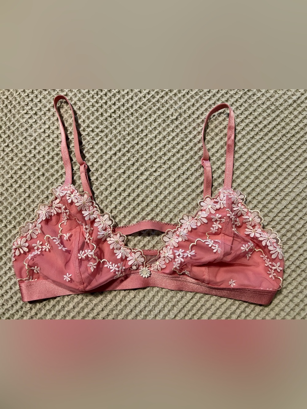Victoria's Secret Pink Wink Unlined Triangle Floral Sheer Lace Bralette